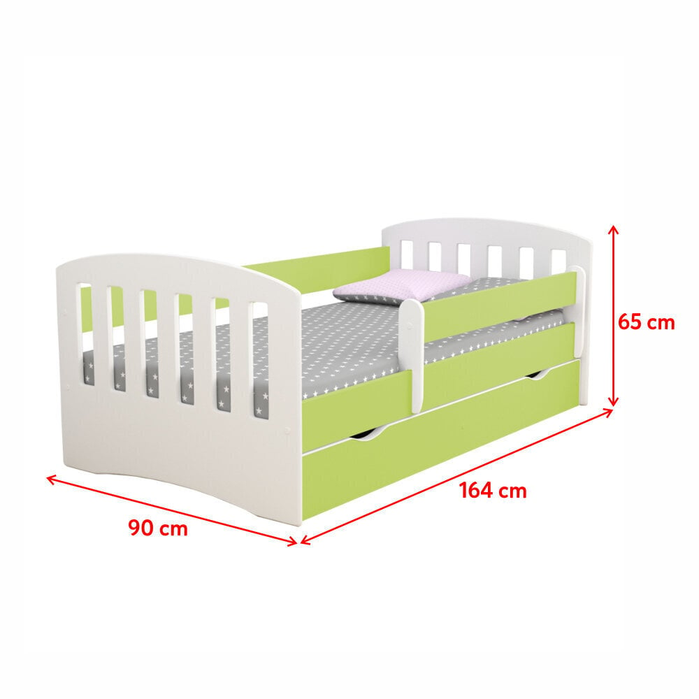 Vaikiška lova Selsey Pamma, 80x160 cm, balta/žalia kaina ir informacija | Vaikiškos lovos | pigu.lt