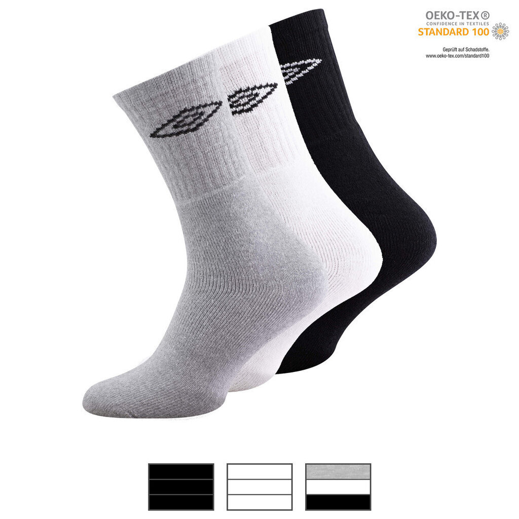 Sportinės kojinės vyrams umbro 3PK sports socks, baltos kaina ir informacija | Vyriškos kojinės | pigu.lt