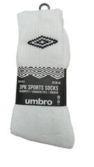 Носки мужские спортивные umbro 3PK sports socks, белые цена и информация | Sportinis kostiumas moterims Kinga, veliūrinis | pigu.lt