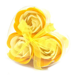 Gelsvos muilo rožės širdelės formos dėžutėje, gelsva, 3 vnt kaina ir informacija | Muilai | pigu.lt