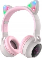 Беспроводные Наушники для детей Bluetooth HOCO Che weak Cat kids earphones W27 серый/розовый цена и информация | Теплая повязка на уши, черная | pigu.lt