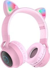 Беспроводные Наушники для детей Bluetooth HOCO Che weak Cat kids earphones W27 розовые серые цена и информация | Наушники | pigu.lt