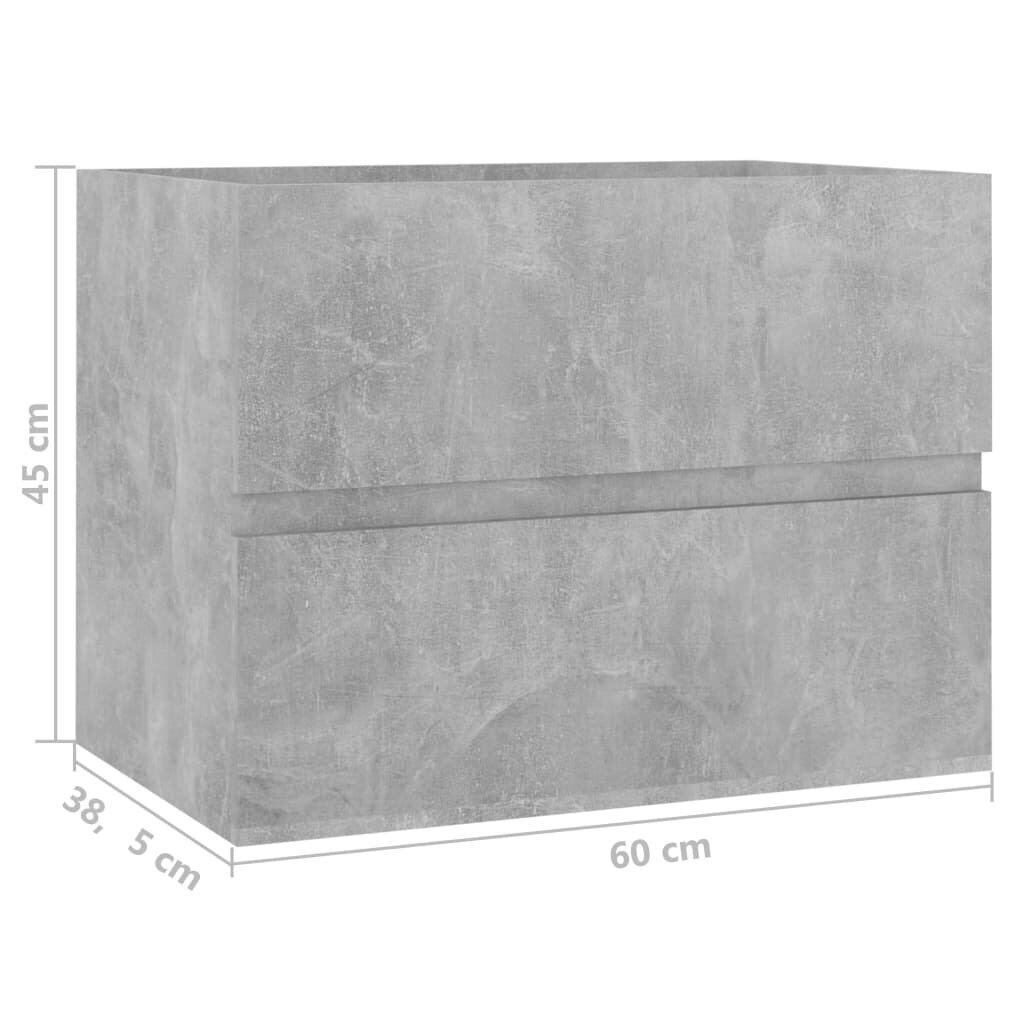 Spintelė praustuvui, 60x38,5x45 cm, pilka цена и информация | Vonios spintelės | pigu.lt