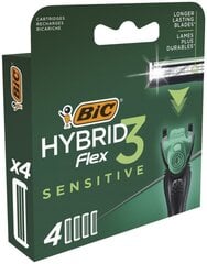 Бритвенные головки BIC HYBRID 3 FLEX SENSITIVE (4 шт) цена и информация | Косметика и средства для бритья | pigu.lt