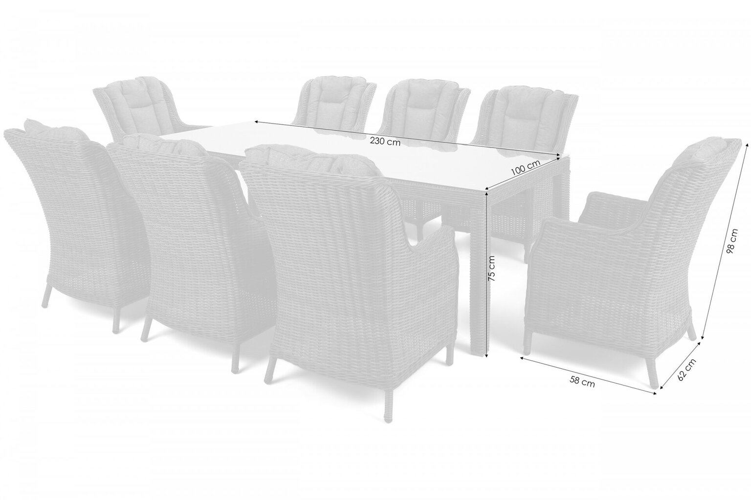 Lauko baldų komplektas Bristol, baltas/pilkas kaina ir informacija | Lauko baldų komplektai | pigu.lt