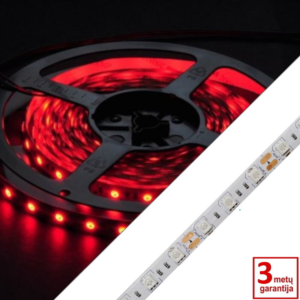 LED juosta Premium 12V 4,8W/m SMD2835 60diodų/m IP20, raudona цена и информация | LED juostos | pigu.lt