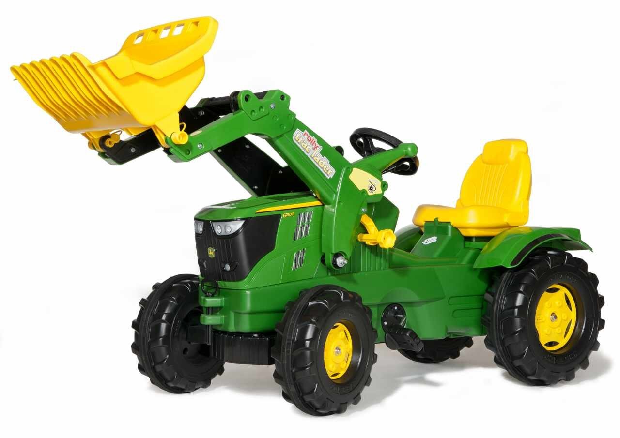 Traktorius su pedalais ir kibiru Rolly Toys rollyFarmtrac John Deere 6210R kaina ir informacija | Žaislai berniukams | pigu.lt