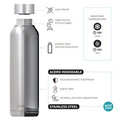 Gertuvė Quokka Solid - Sleek Silver, 630 ml цена и информация | Фляги для воды | pigu.lt