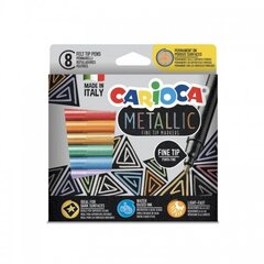Фломастеры CARIOCA METALLIC FINLINER, 8 цветов цена и информация | Принадлежности для рисования, лепки | pigu.lt