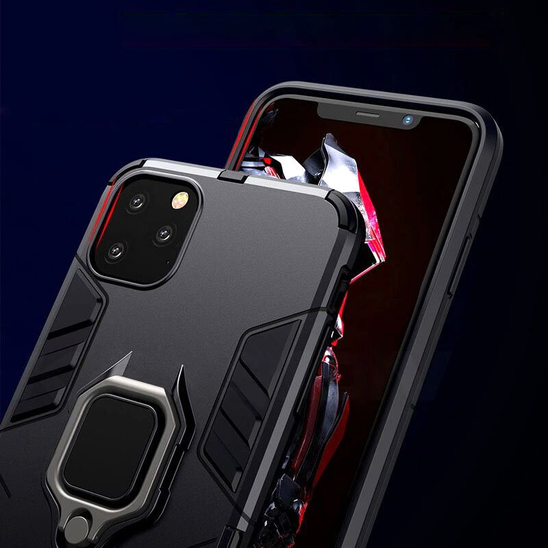 Telefono dėklas Ring Armor, skirtas Xiaomi Redmi Note 9T, juodas kaina ir informacija | Telefono dėklai | pigu.lt