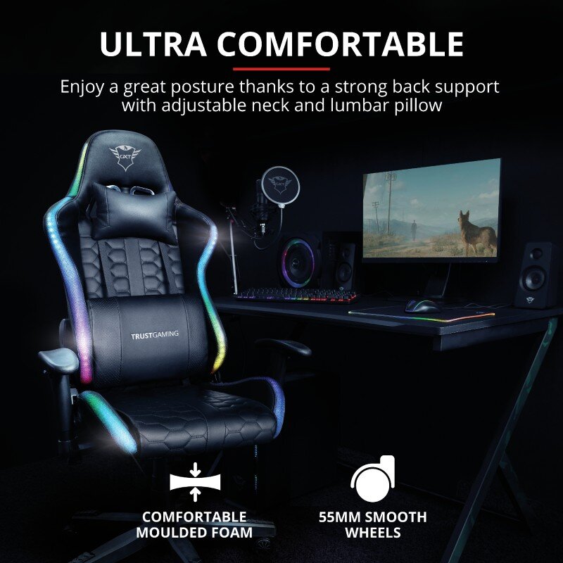 GAMING CHAIR GXT716 RIZZA RGB/23845 TRUST kaina ir informacija | Biuro kėdės | pigu.lt