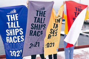 Пляжное полотенце желтого цвета из микрофибры The Tall Ships Races 2021 цена и информация | Полотенца | pigu.lt