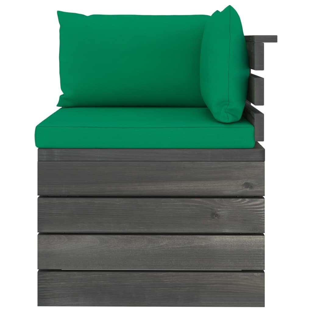 Dvivietė sodo sofa iš palečių su pagalvėlėmis, žalia цена и информация | Lauko kėdės, foteliai, pufai | pigu.lt