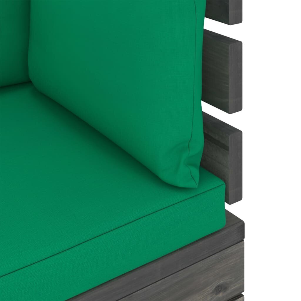 Dvivietė sodo sofa iš palečių su pagalvėlėmis, žalia цена и информация | Lauko kėdės, foteliai, pufai | pigu.lt