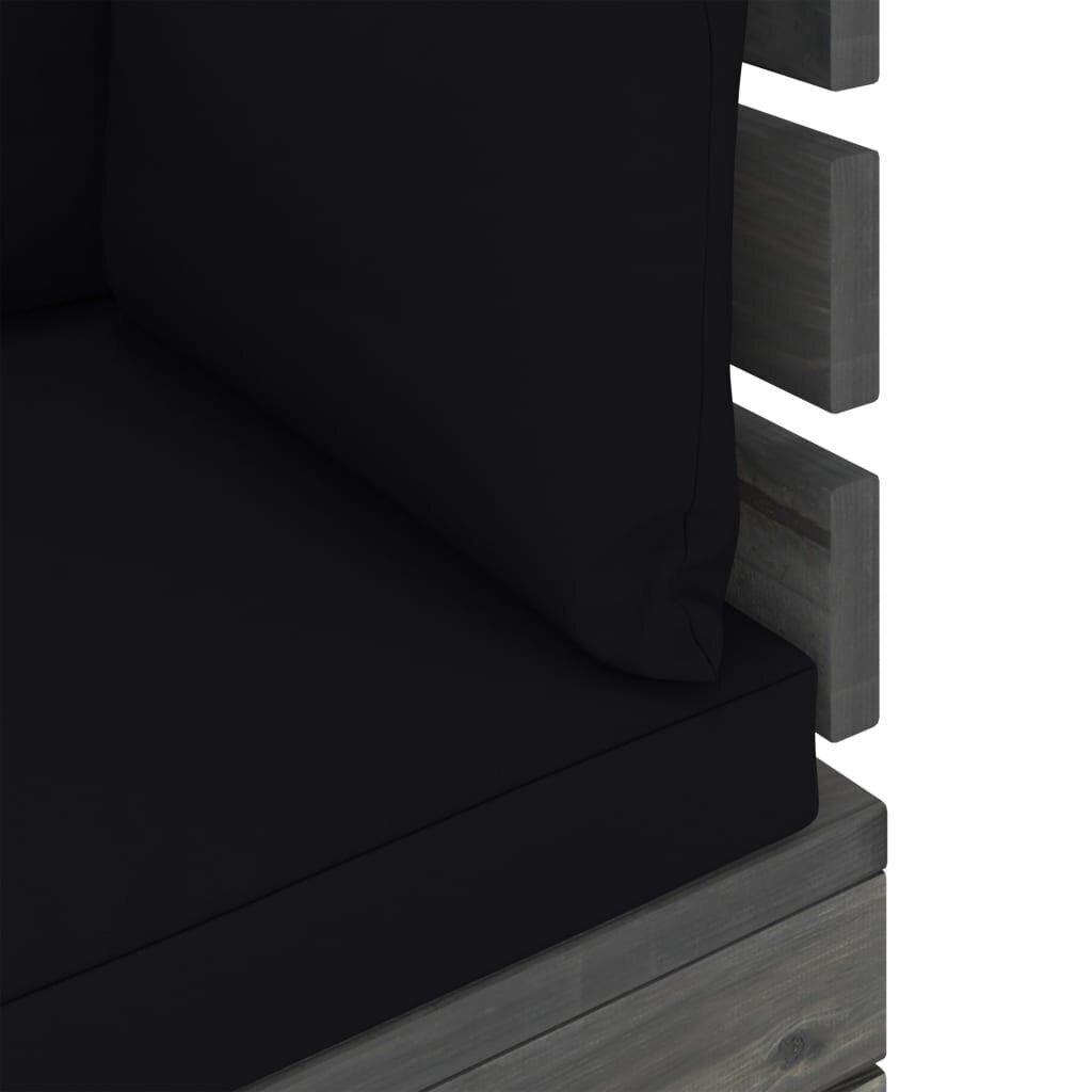 Dvivietė sodo sofa iš palečių su pagalvėlėmis, juoda kaina ir informacija | Lauko kėdės, foteliai, pufai | pigu.lt