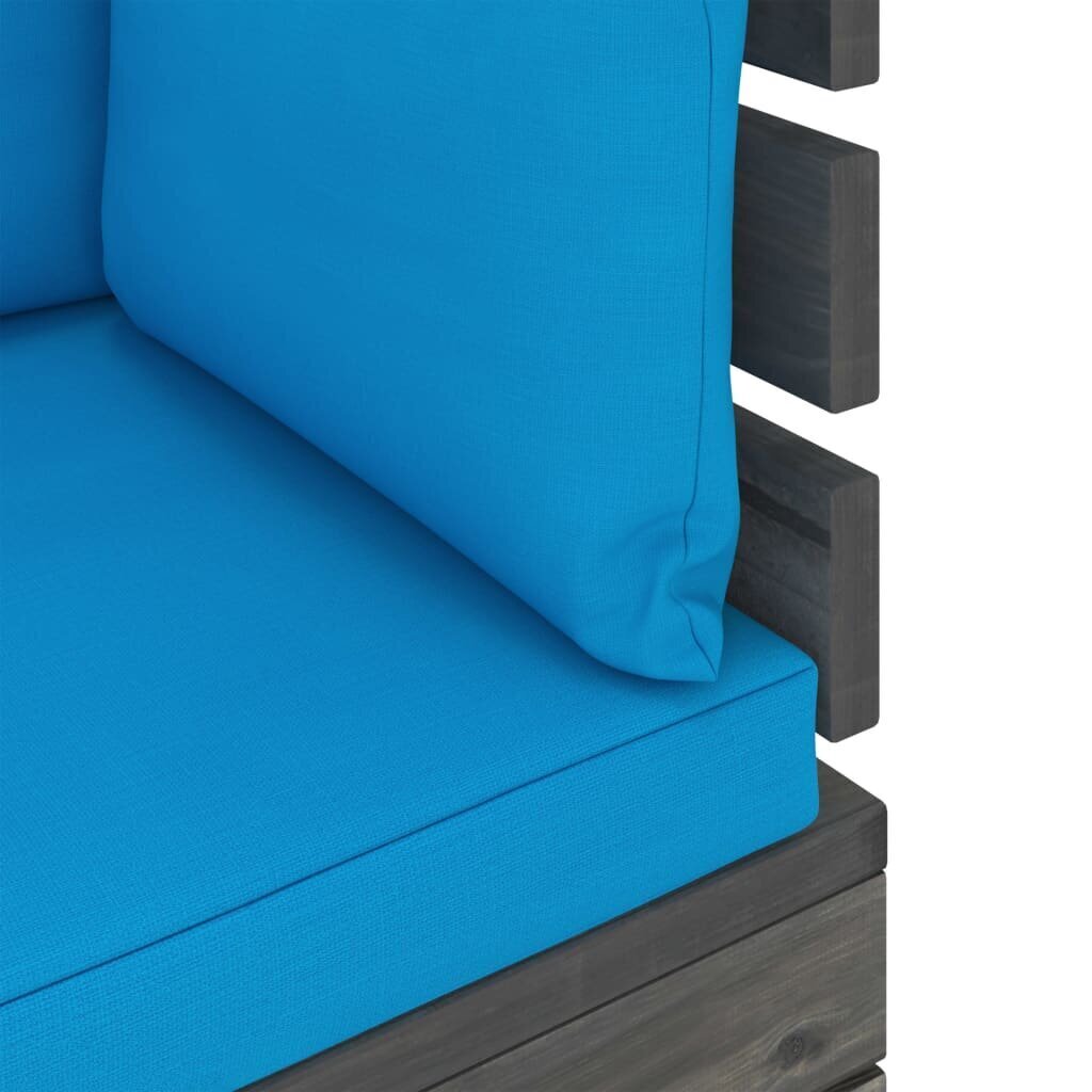 Keturvietė sodo sofa iš palečių su pagalvėlėmis, mėlyna kaina ir informacija | Lauko kėdės, foteliai, pufai | pigu.lt