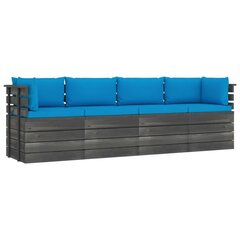 Keturvietė sodo sofa iš palečių su pagalvėlėmis, mėlyna цена и информация | Садовые стулья, кресла, пуфы | pigu.lt