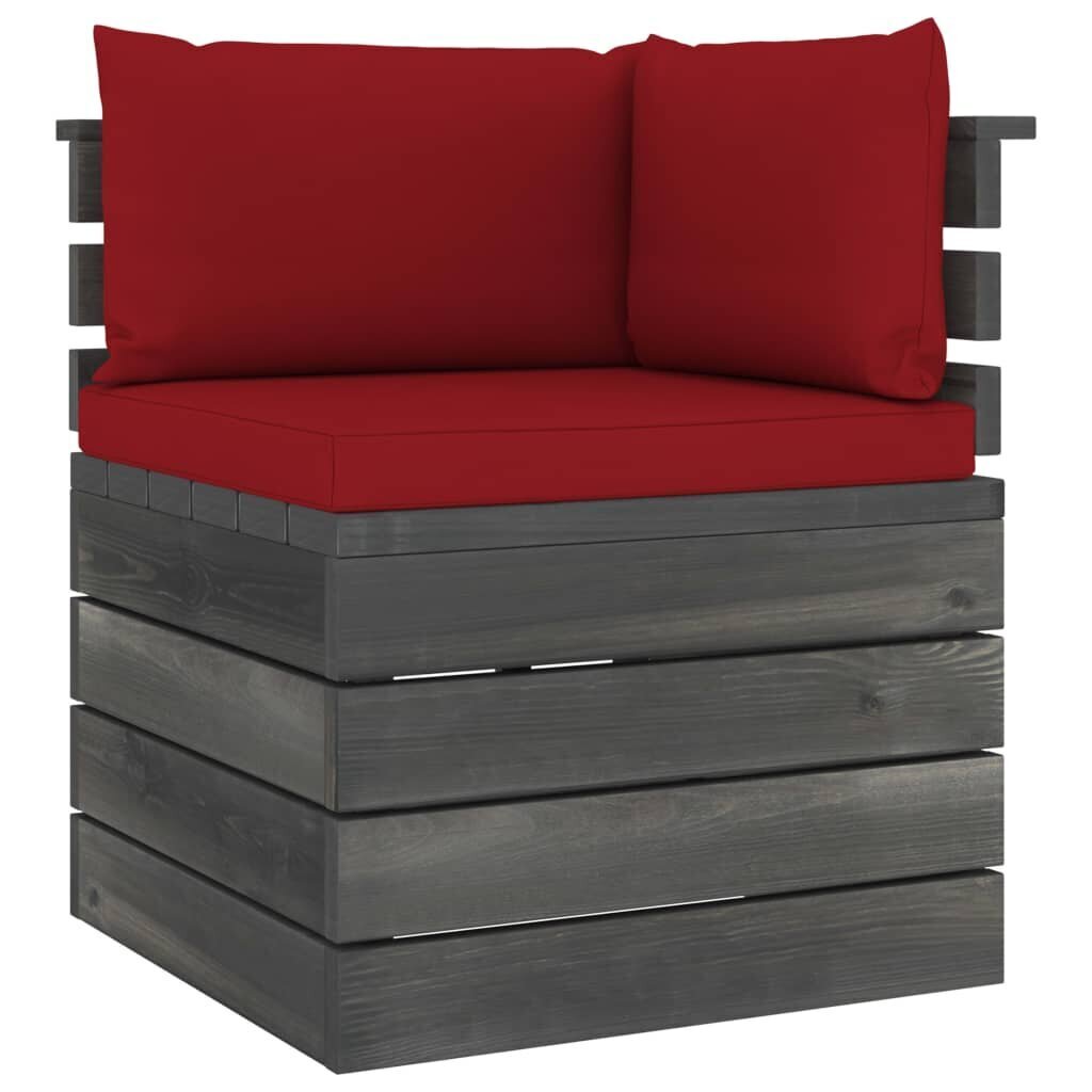 Keturvietė sodo sofa iš palečių su pagalvėlėmis, raudona kaina ir informacija | Lauko kėdės, foteliai, pufai | pigu.lt