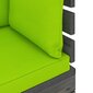 Keturvietė sodo sofa iš palečių su pagalvėlėmis, žalia kaina ir informacija | Lauko kėdės, foteliai, pufai | pigu.lt