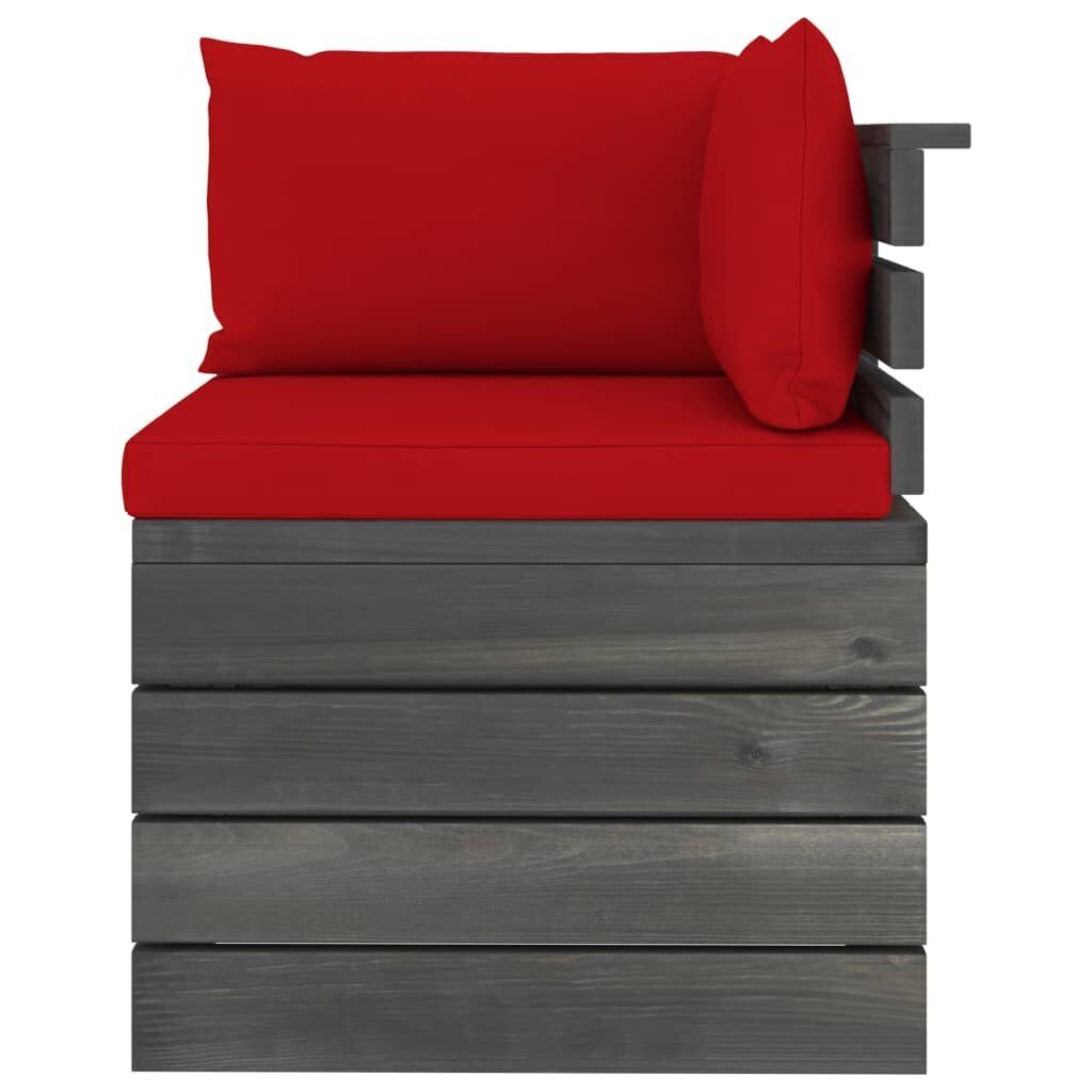 Sodo komplektas iš palečių su pagalvėlėmis, 5 dalių, raudonas цена и информация | Lauko baldų komplektai | pigu.lt