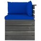Sodo komplektas iš palečių su pagalvėlėmis, 5 dalių, mėlynas цена и информация | Lauko baldų komplektai | pigu.lt