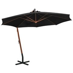 Kabantis skėtis su stulpu, 3,5x2,9 m, juodas цена и информация | Зонты, маркизы, стойки | pigu.lt