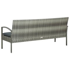 Trivietė sodo sofa su pagalvėle, pilka цена и информация | Садовые стулья, кресла, пуфы | pigu.lt