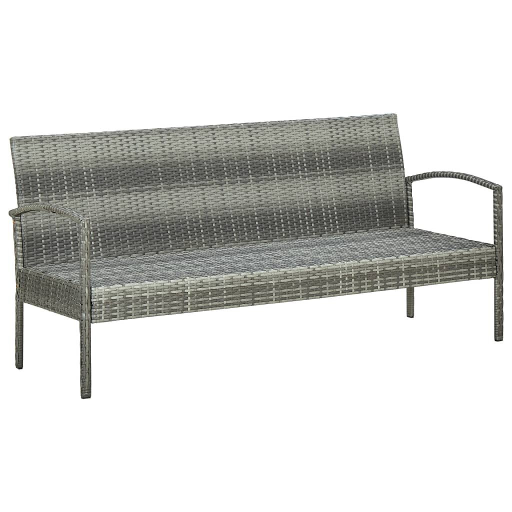 Trivietė sodo sofa su pagalvėle, pilka kaina ir informacija | Lauko kėdės, foteliai, pufai | pigu.lt