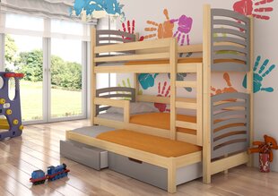 Кровать двухъярусная Soria, 180x75 см / 172x75 см, серая / коричневая цена и информация | Детские кровати | pigu.lt