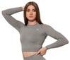 Sportiniai marškinėliai moterims Stark Soul® women longsleeve sport crop top, pilki kaina ir informacija | Sportinė apranga moterims | pigu.lt