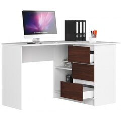 Письменный стол NORE B16, правый вариант, белый/темно-коричневый цена и информация | Компьютерные, письменные столы | pigu.lt