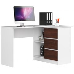 Письменный стол NORE B16, правый вариант, белый/темно-коричневый цена и информация | Компьютерные, письменные столы | pigu.lt