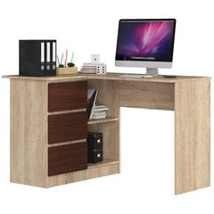 Письменный стол NORE B16, левый вариант, цвет дуба/темно-коричневый цена и информация | Компьютерные, письменные столы | pigu.lt