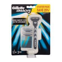 Skustuvas + 3 skutimosi galvutės Gillette Mach 3 kaina ir informacija | Skutimosi priemonės ir kosmetika | pigu.lt