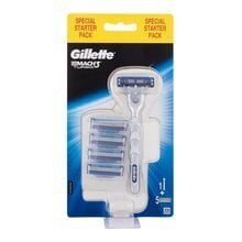 Skustuvas + 5 skutimosi galvutės Gillette Mach3 Turbo kaina ir informacija | Skutimosi priemonės ir kosmetika | pigu.lt