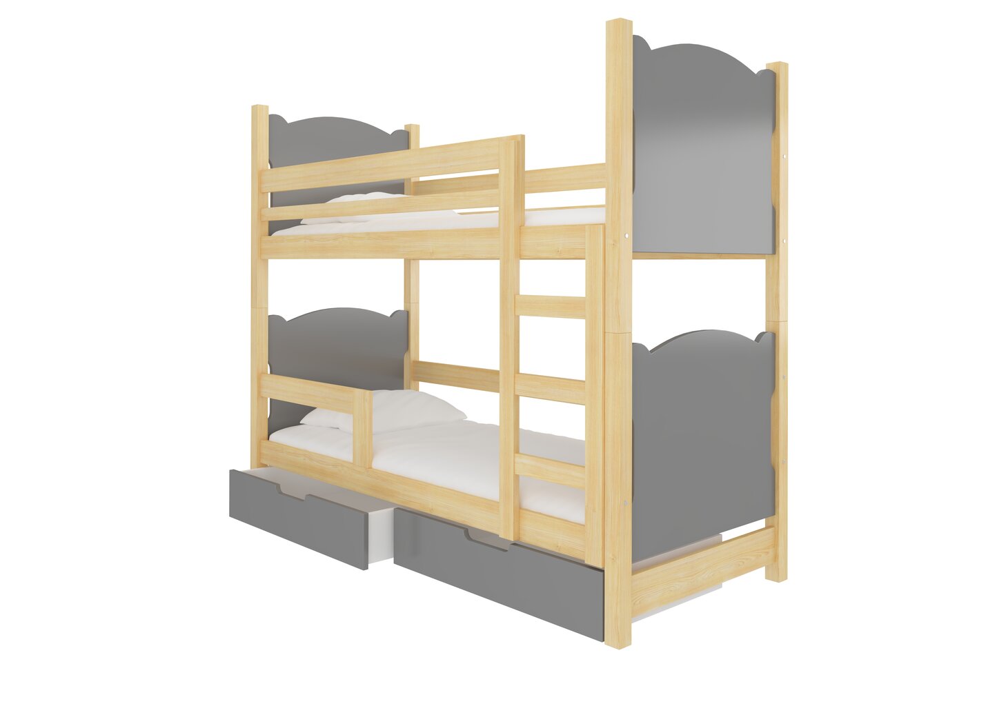 Dviaukštė lova Maraba 180x75 cm, pilka/ruda kaina ir informacija | Vaikiškos lovos | pigu.lt