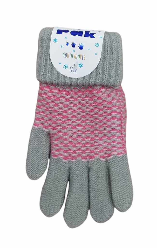 Pirštinės vaikams su vilna Rak R-074, pilka rožinė цена и информация | Žiemos drabužiai vaikams | pigu.lt