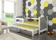 Vaikiška lova Campos, 180 x 75/172 x 75 cm, pilka/balta kaina ir informacija | Vaikiškos lovos | pigu.lt
