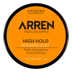 Stiprios fiksacijos molis vyrams Farcom Professional ARREN Men's Grooming High Hold Molding Clay, 100 ml kaina ir informacija | Plaukų formavimo priemonės | pigu.lt