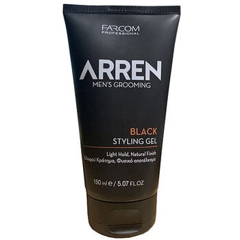 Juodo atspalvio plaukų želė vyrams Farcom Professional ARREN Men's Grooming Black Styling Gel, 150ml kaina ir informacija | Plaukų formavimo priemonės | pigu.lt