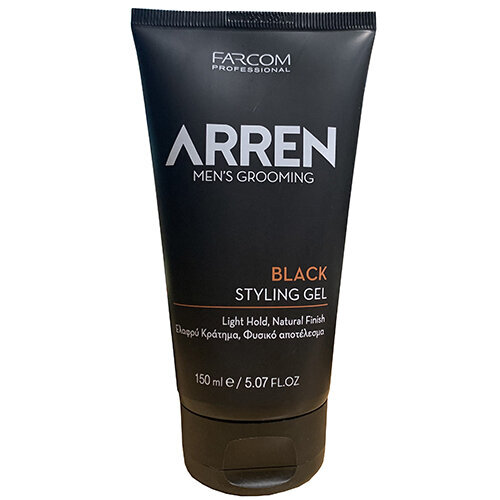 Juodo atspalvio plaukų želė vyrams Farcom Professional ARREN Men's Grooming Black Styling Gel, 150ml kaina ir informacija | Plaukų formavimo priemonės | pigu.lt