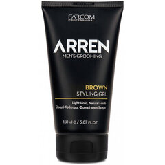 Rudo atsplavio, lengvos fiksacijos žėlė vyrams Farcom Professional ARREN Men's Grooming Brown Styling Gel, 150ml kaina ir informacija | Plaukų formavimo priemonės | pigu.lt