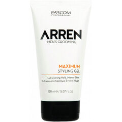 Stiprios fiksacijos želė vyrams Farcom Professional ARREN Men's Grooming Maximum Styling Gel, 150ml цена и информация | Средства для укладки волос | pigu.lt