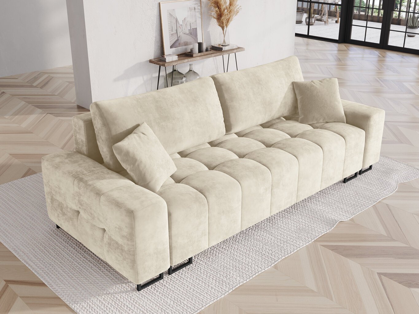 Sofa Micadoni Home Byron 3S, smėlio spalvos цена и информация | Sofos | pigu.lt