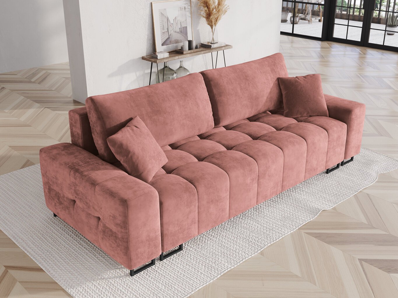 Sofa Micadoni Home Byron 3S, rožinė kaina ir informacija | Sofos | pigu.lt
