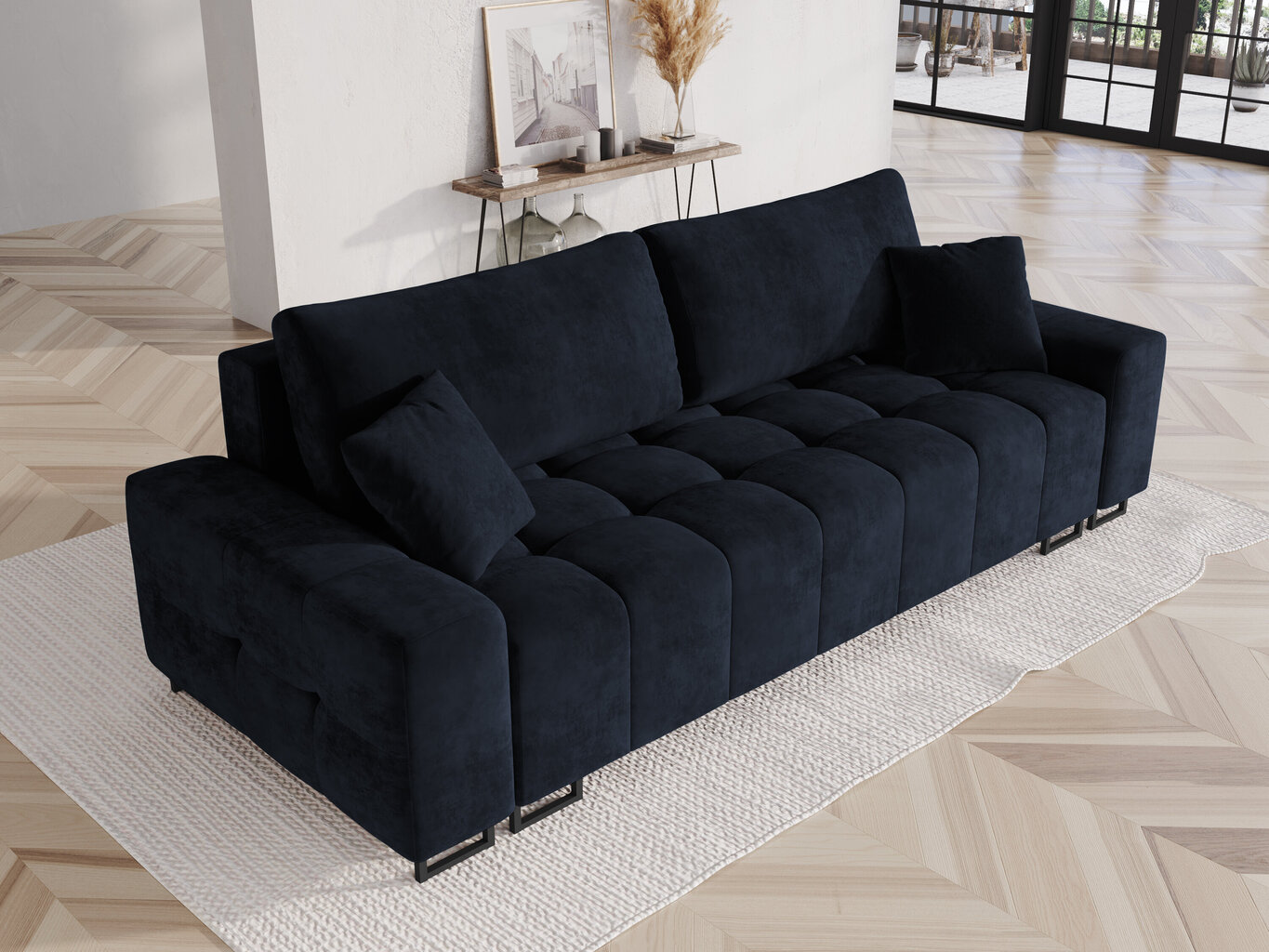 Sofa Micadoni Home Byron 3S, tamsiai mėlyna kaina ir informacija | Sofos | pigu.lt