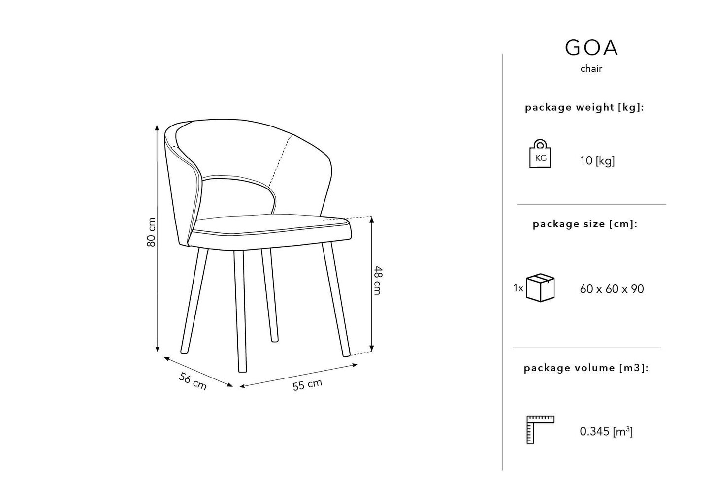 Kėdė Micadoni Home Goa, tamsiai pilka kaina ir informacija | Virtuvės ir valgomojo kėdės | pigu.lt