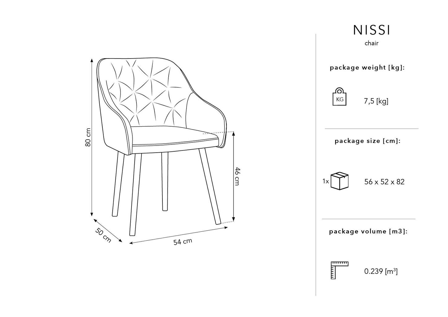 Kėdė Micadoni Home Nissi, tamsiai mėlyna kaina ir informacija | Virtuvės ir valgomojo kėdės | pigu.lt