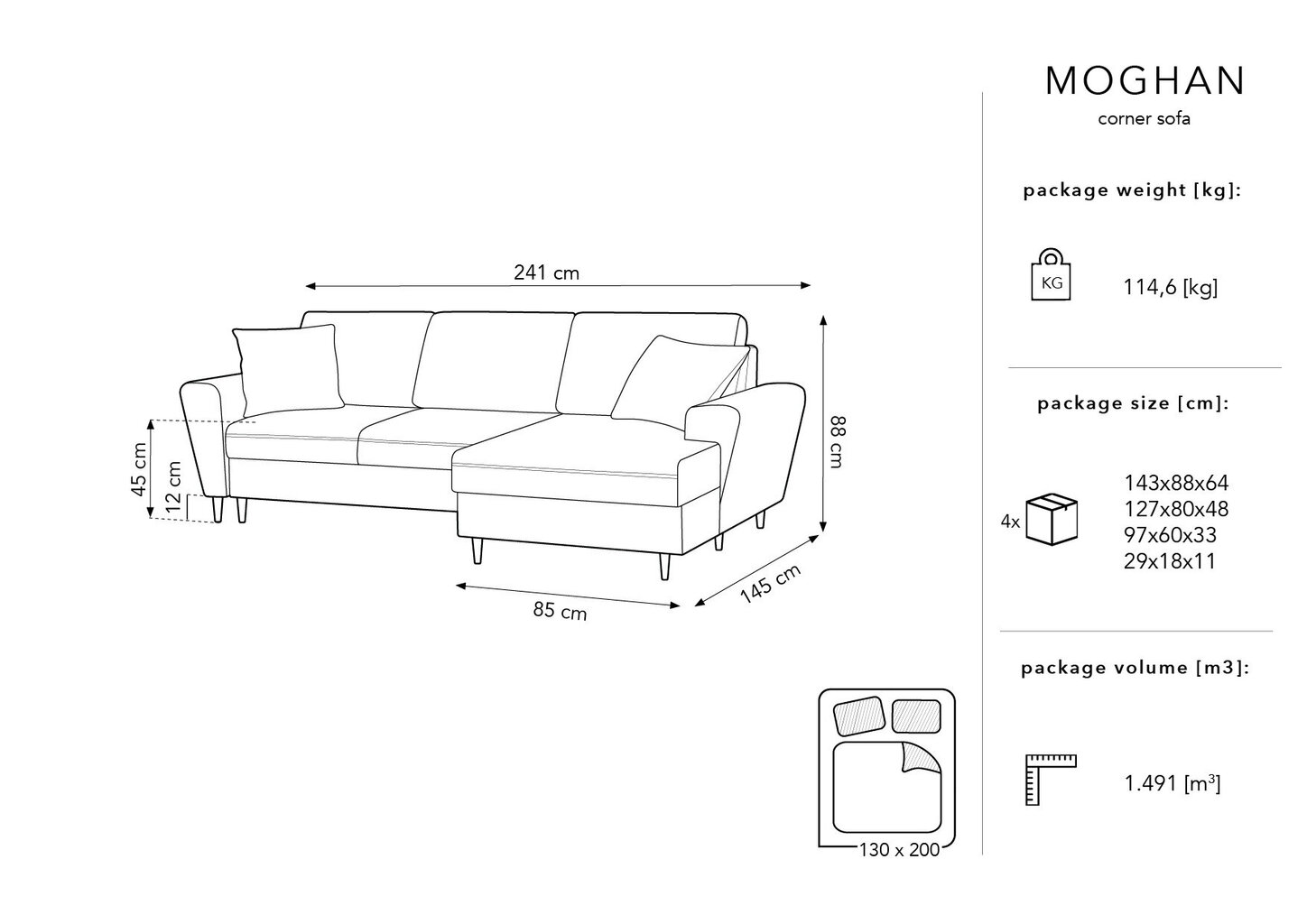 Minkštas kampas Micadoni Home Moghan 4S-V, žalias цена и информация | Minkšti kampai | pigu.lt