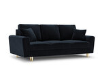 Sofa Micadoni Home Moghan 3S, tamsiai mėlynos/auksinės spalvos